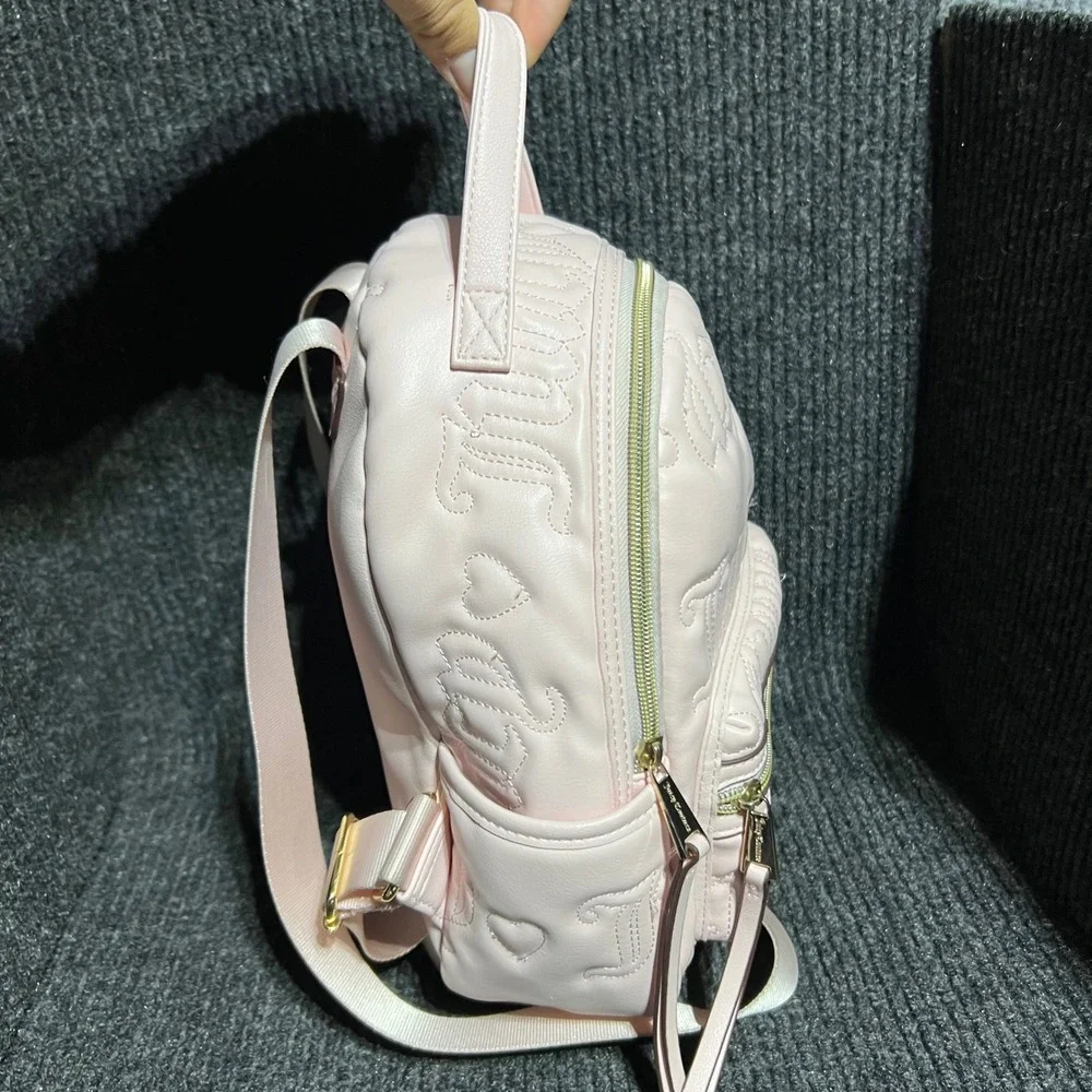 Juicy Couture Mini Backpack Womens Small Pink Embossed Logo Faux Leather Y2K Bag